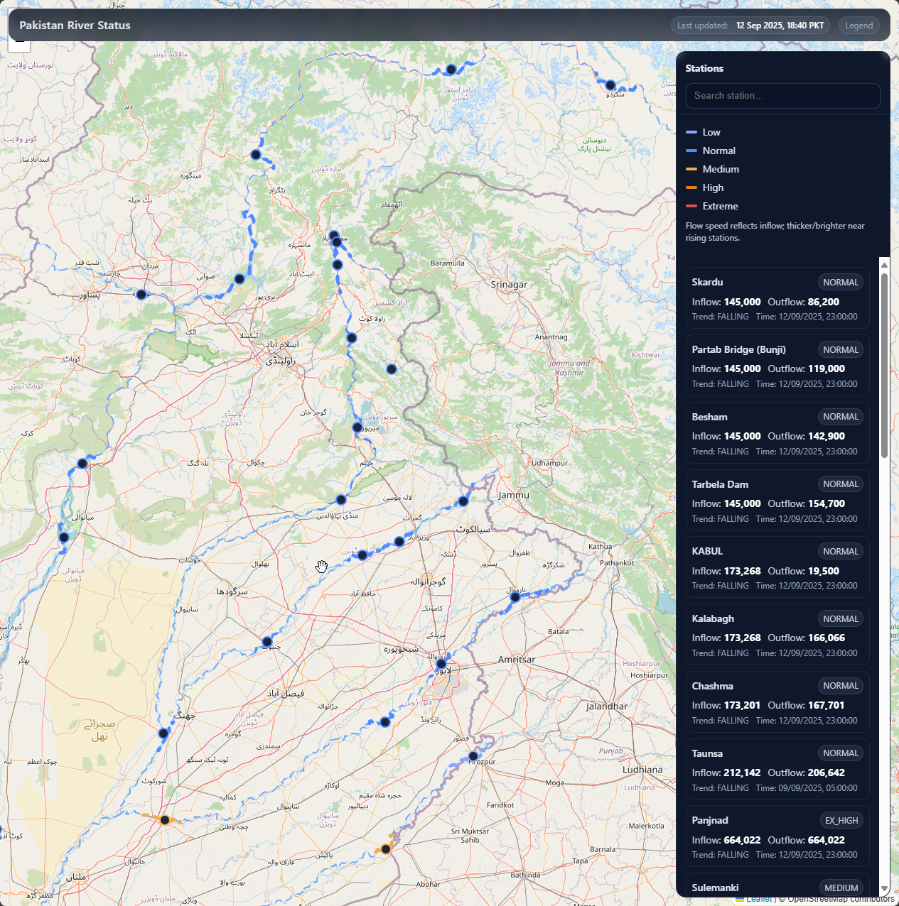 Pakistan Rivers Map Live Pakistan River and Floods Status | Live Updates